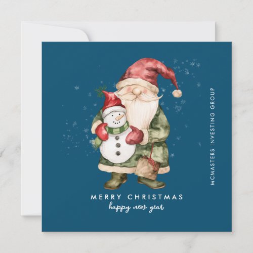 Gnome and Snowman Merry Christmas Businness Flat H Holiday Card