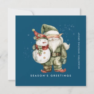 Gnome and Snowman Season's Greetings Business Flat Holiday Card