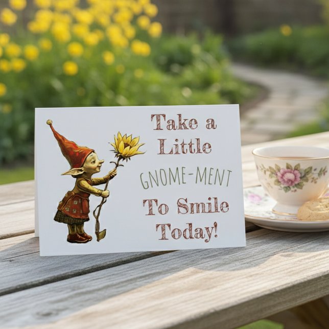 Gnome and Sunflower Cheerful Greeting Card (Creator Uploaded)