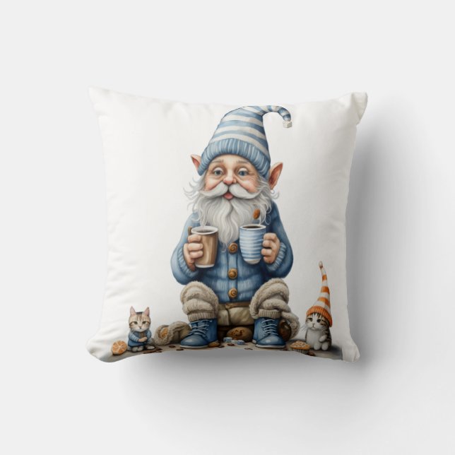 Gnome and winter season  throw pillow (Front)