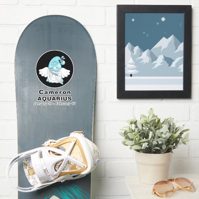 Gnome Aquarius Astrology Sign Angel 8" Vinyl Sticker (Snowboard)