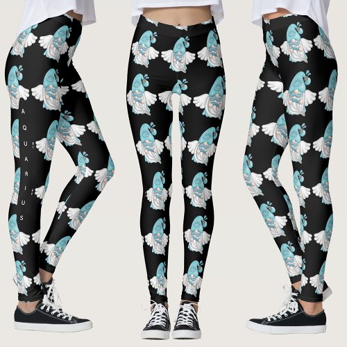 Gnome Aquarius Astrology Sign Angel Leggings