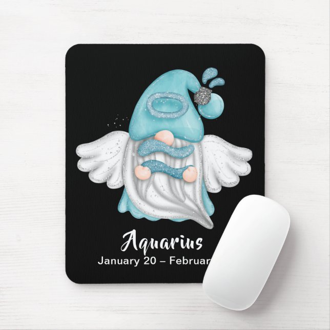 Gnome Aquarius Astrology Sign Angel Mouse Pad (With Mouse)