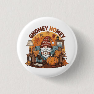 Gnome at home seasonal pumpkin design button