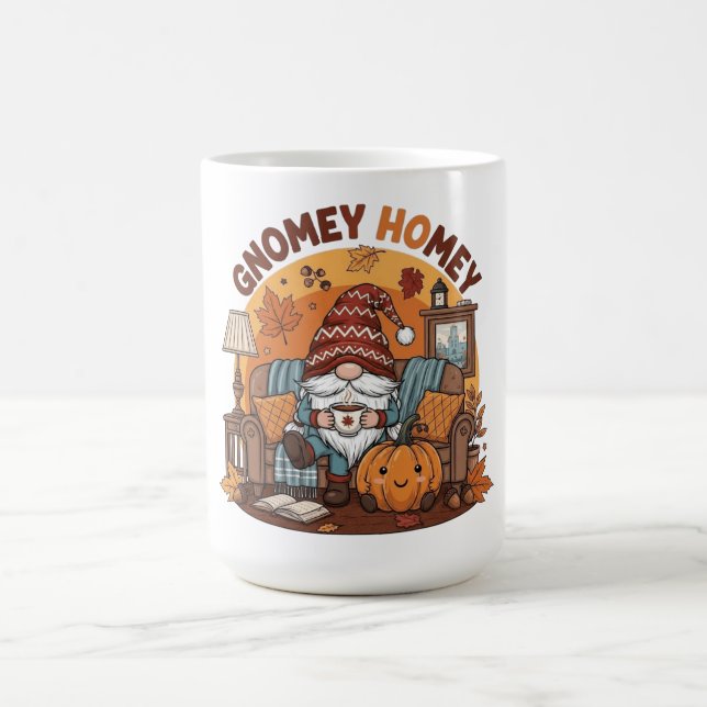 Gnome at home seasonal pumpkin design coffee mug (Center)