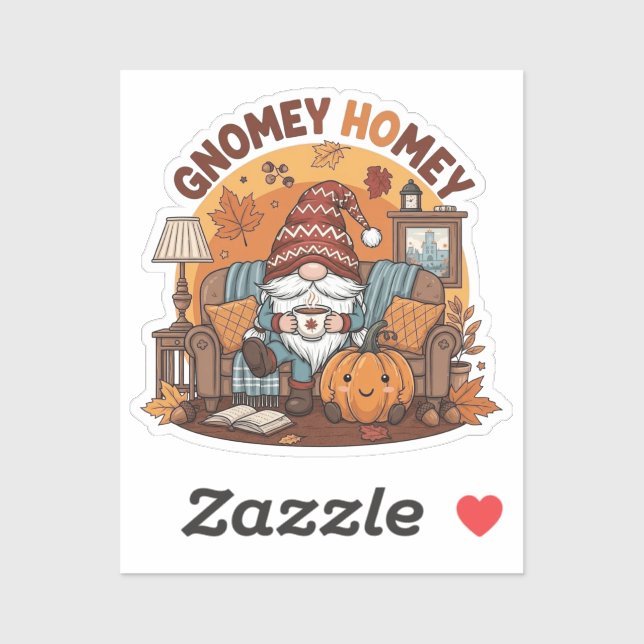 Gnome at home seasonal pumpkin design sticker (Sheet)