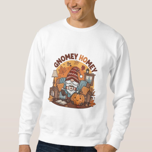 Gnome at home seasonal pumpkin design sweatshirt (Front)
