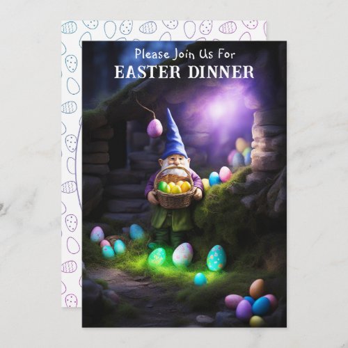 Gnome at Night  Eggs Easter Dinner Invitation