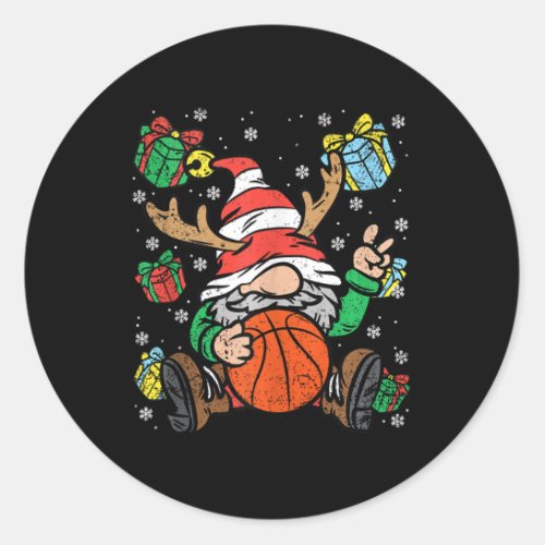 Gnome Basketball Player Christmas Elf X_mas Sport  Classic Round Sticker