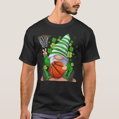Gnome Basketball Shamrock Irish St Patricks Day T_Shirt