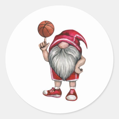 Gnome Basketball Theme Birthday Party Classic Roun Classic Round Sticker