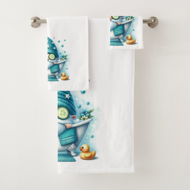 Gnome Bath Towel Set-Hand, Bath, Washcloth (Insitu)