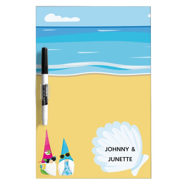 Gnome Beach Couple Cruise Door Magnet Dry Erase Board (Front)