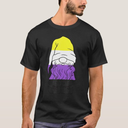 Gnome Beanie Nonbinary Flag Genderfluid LGBTQ Nonb T_Shirt