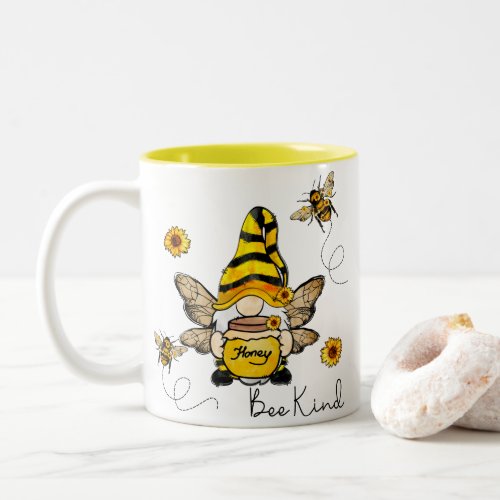 Gnome Bee Kind Sunflower Mug