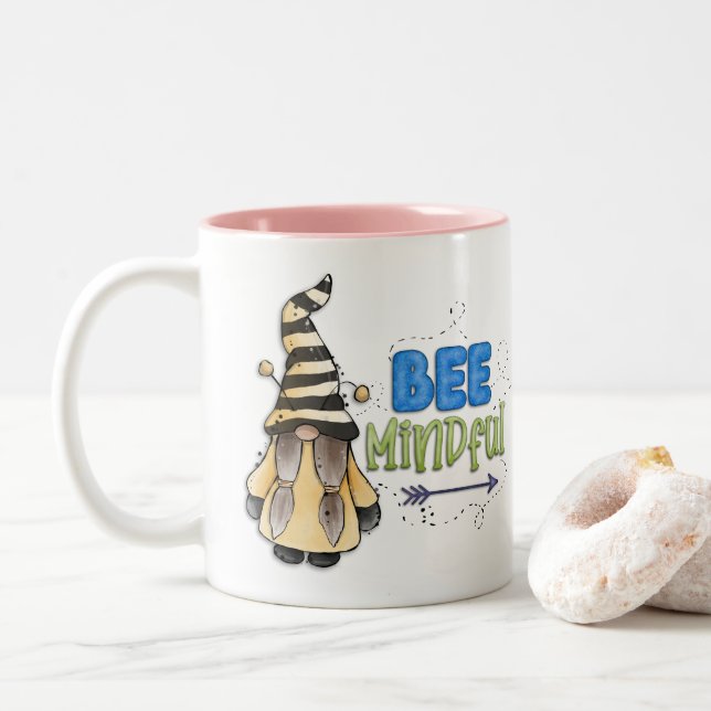Gnome Bee Kind Two-Tone Coffee Mug (With Donut)