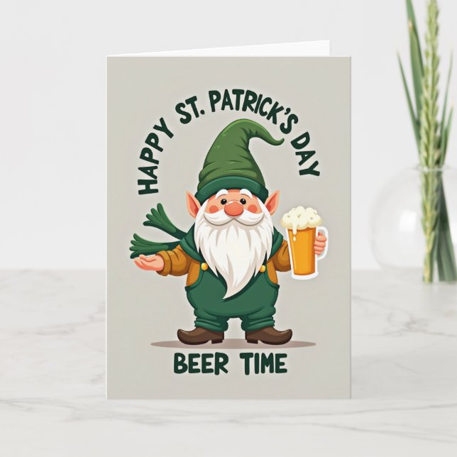 Gnome Beer St Patricks Day Card (Front)