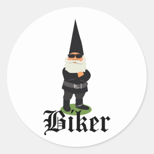 Gnome Biker Classic Round Sticker