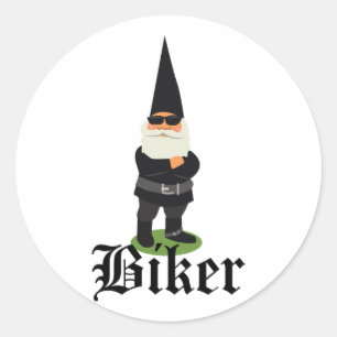 Gnome Biker Classic Round Sticker
