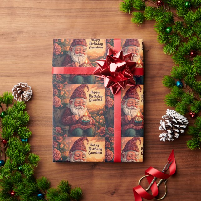 Gnome Birthday Card for Grandma Wrapping Paper (Holiday Gift)