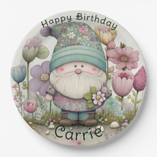 Gnome Birthday Plates, Custom Paper Plates