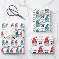 Gnome Birthday Wrapping Paper Flat Sheet Set of 3