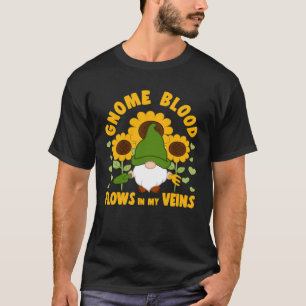 Gnome Blood Flows In My Veins With Sunflowers Yard T-Shirt