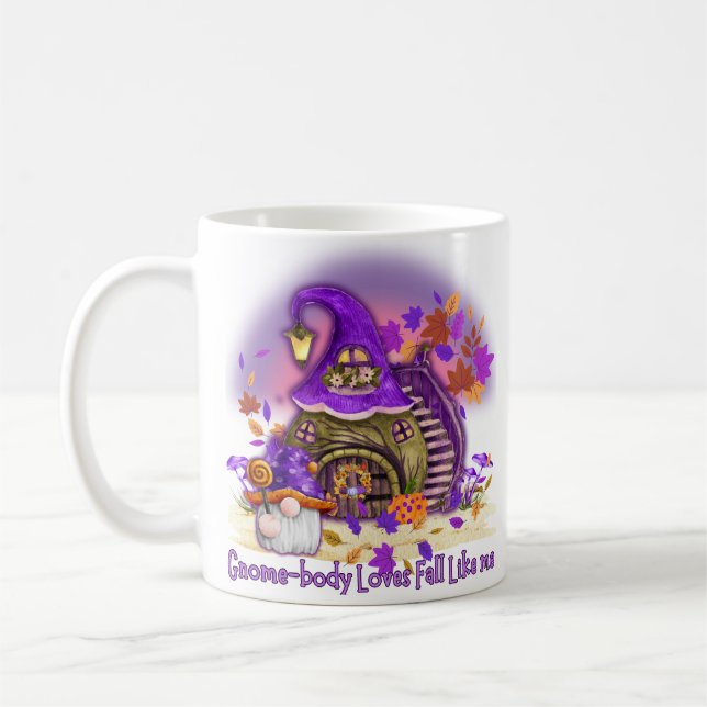 Gnome-body loves fall like me coffee mug (Left)