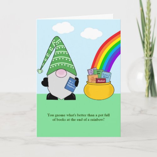 Gnome Book Lover Birthday Card