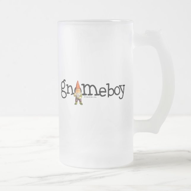 Gnome Boy Frosted Glass Beer Mug (Right)