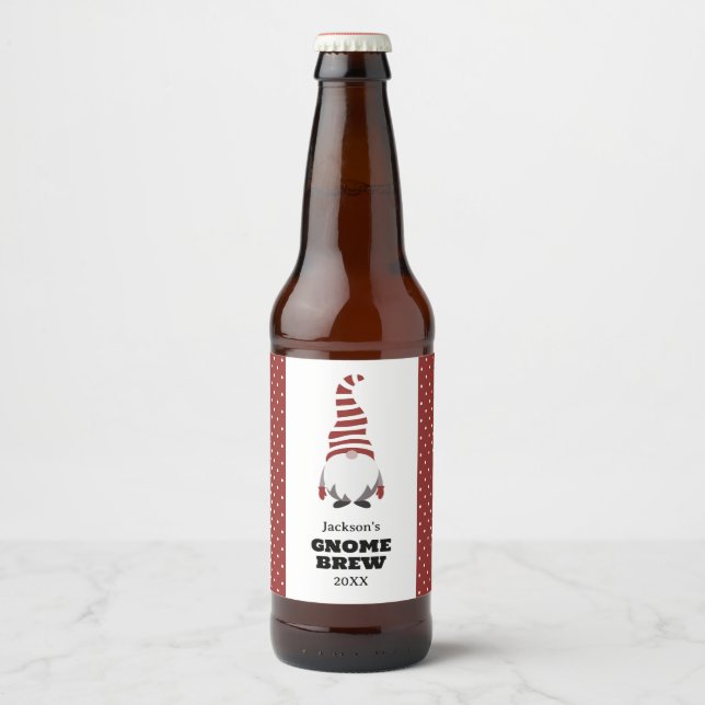 Gnome Brew Holiday Beer Bottle Label (Front)