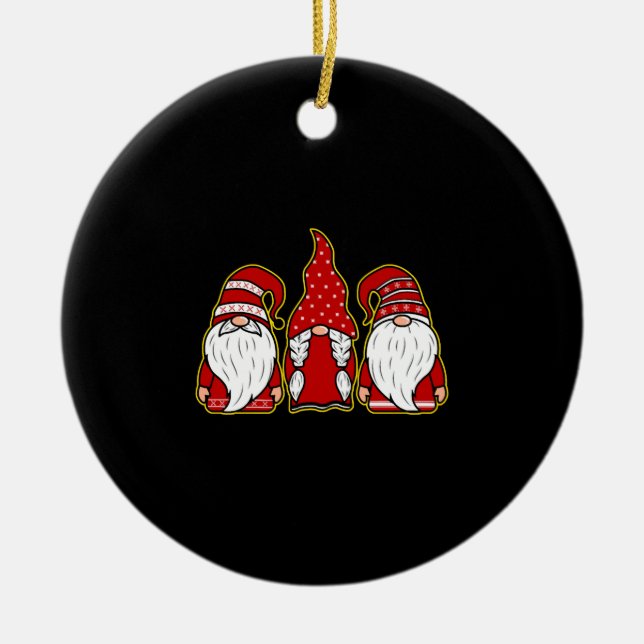 Gnome Buddies Gimp Dwarf with long beards Humor Ceramic Ornament (Front)
