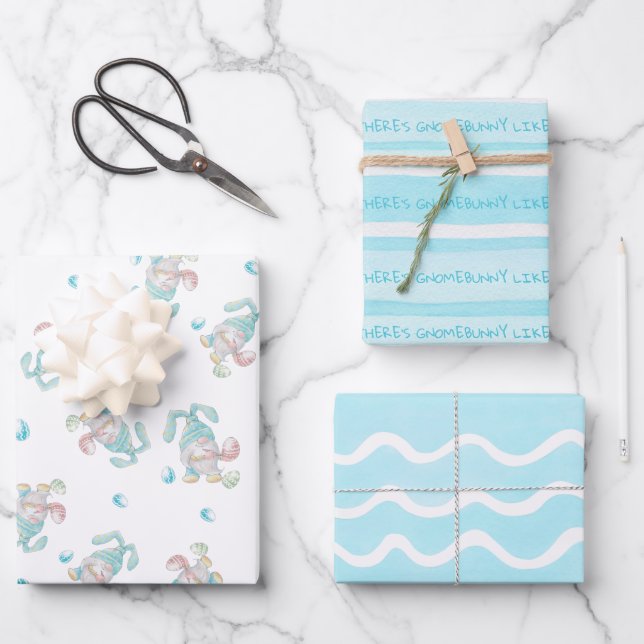 Gnome Bunny Like You Easter Wrapping Paper Sheets (Front)