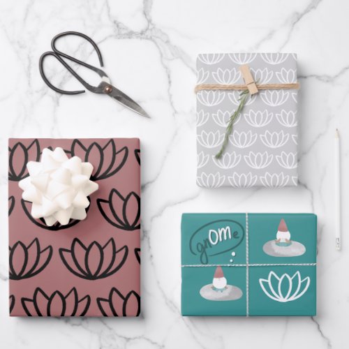 Gnome Buns  Puns Yoga  Meditation Lotus Patterns Wrapping Paper Sheets