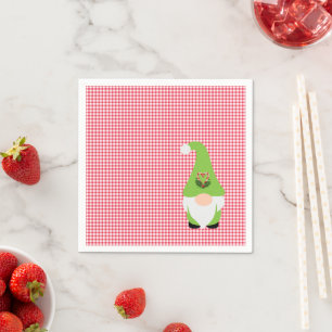 Gnome Candy Cane Heart Christmas Festive Holiday Napkins