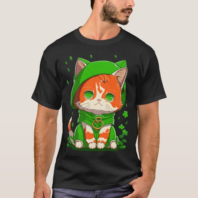 Gnome Cat St Patricks Day Kids Toddler Girl Boy  2 T-Shirt (Front)