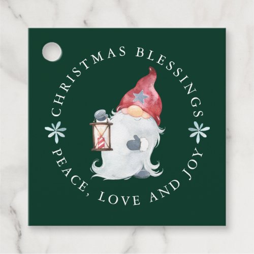 Gnome Christmas Blessings Peace Love Joy Favor Tags