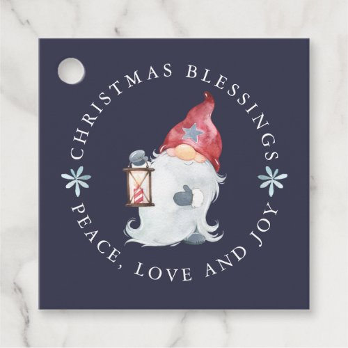 Gnome Christmas Blessings Peace Love Joy Favor Tags