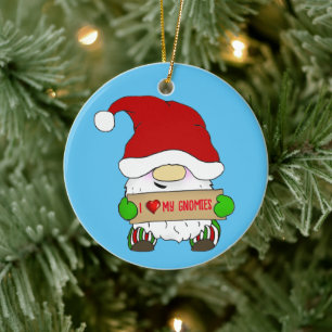 Gnome Christmas Ceramic Ornament