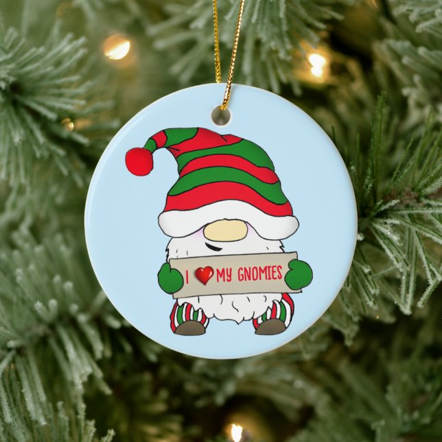 Gnome Christmas Ceramic Ornament (Tree)