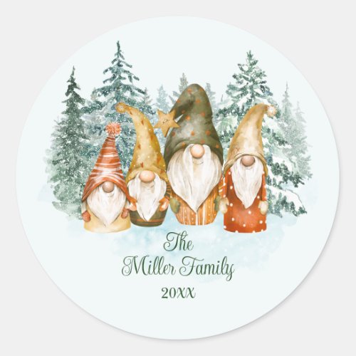 Gnome Christmas Classic Round Sticker