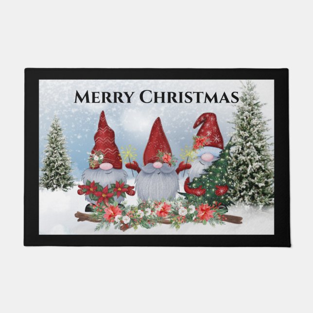 Gnome Christmas Doormat Door Mat (Front)