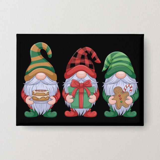 Gnome Christmas Gnomes Cute Gnomies Holidays  Button (Front)