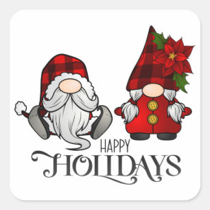 Gnome Christmas Happy Holidays Square Sticker