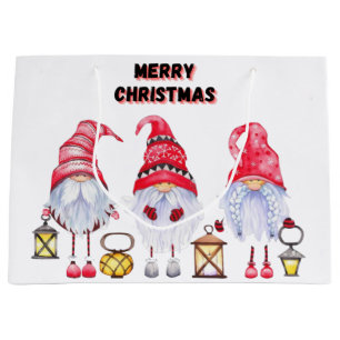 Gnome Christmas  Large Gift Bag