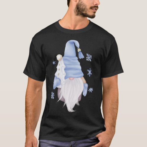 Gnome Christmas Little Cute Blue Snow Gnome  T_Shirt