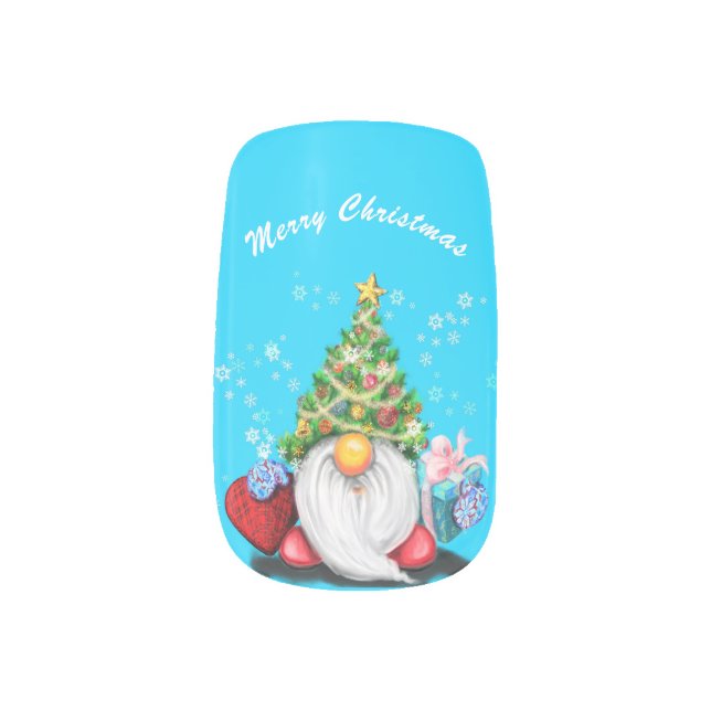 Gnome Christmas Nail Art (Left Thumb)