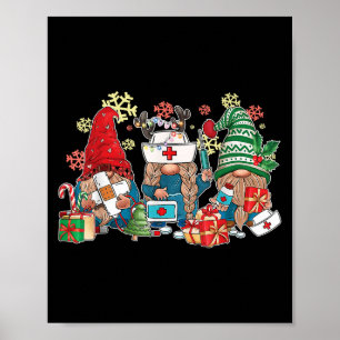 Gnome Christmas Nurse Men Women Xmas Santa Poster
