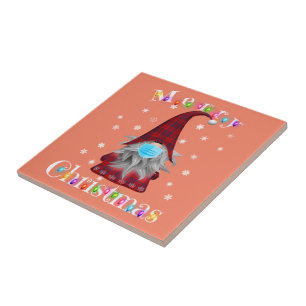 Gnome Christmas Pajamas Face Mask - Garden Gnome Ceramic Tile