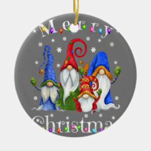 Gnome Christmas Pajamas - Garden Gnome Merry Chris Ceramic Ornament